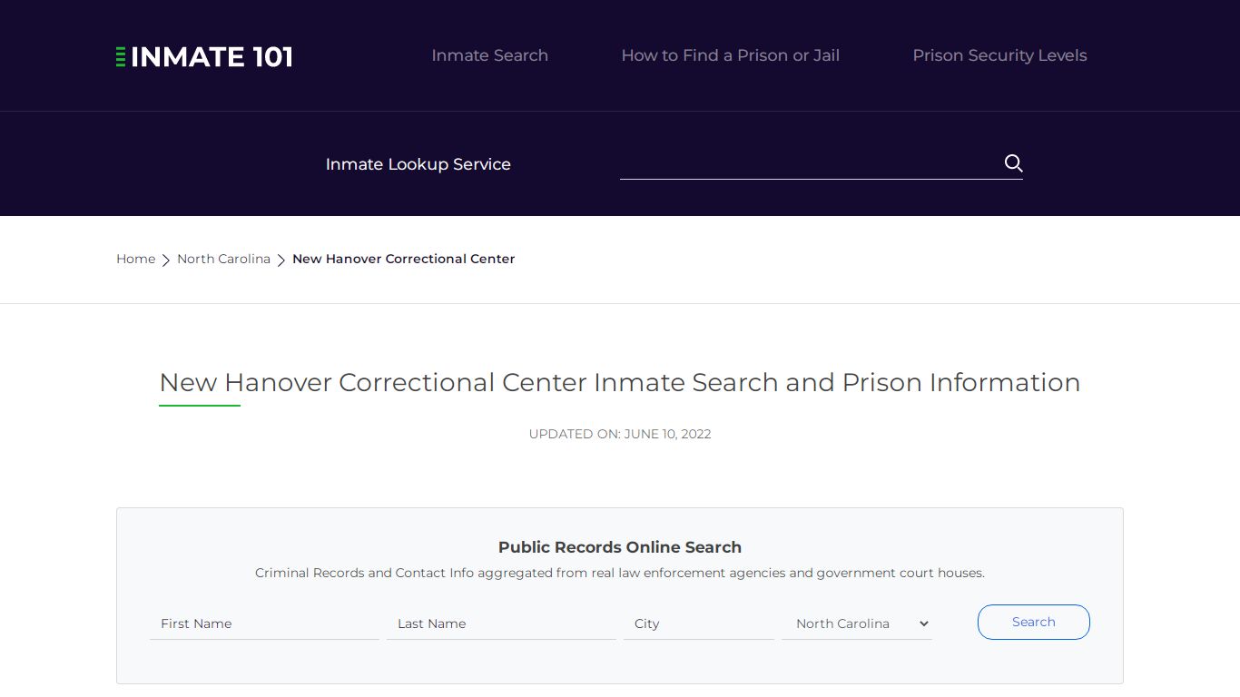 New Hanover Correctional Center Inmate Search, Visitation ...